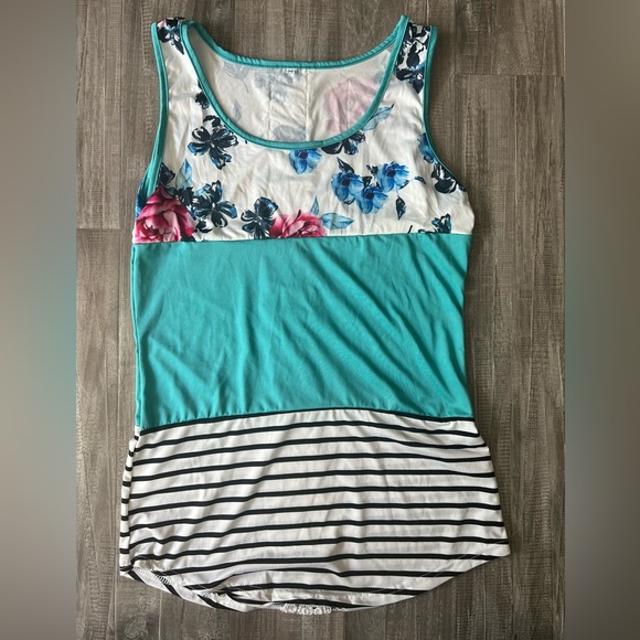 Floral/striped sleeveless tank top - Picture 2 of 2